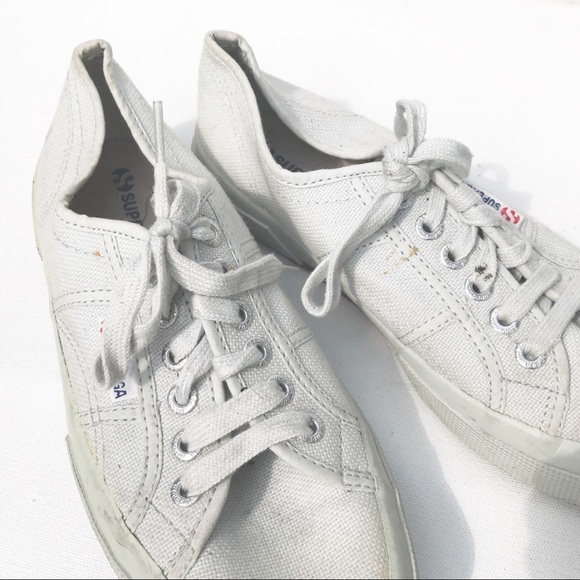 SUPERGA white canvas sneakers 39 8.5 9 shoes - Picture 2 of 7